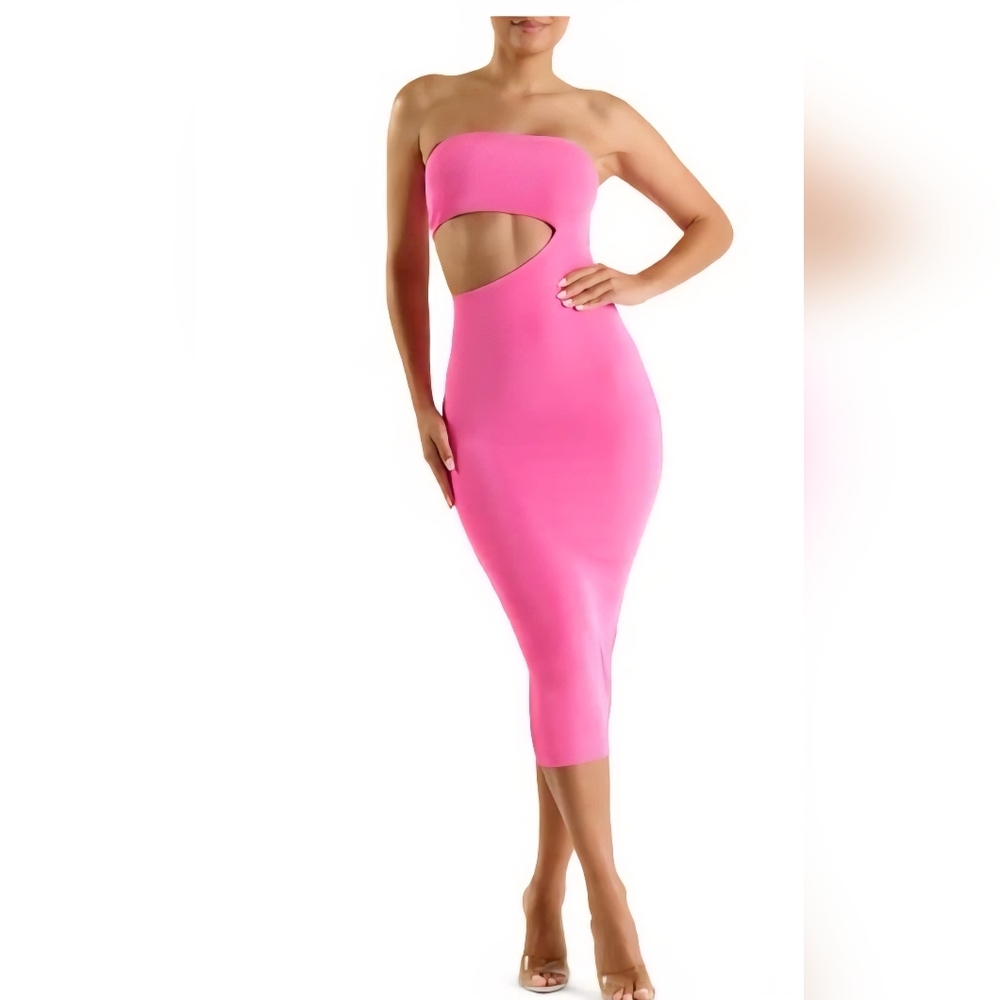 Naked Wardrobe Pink Midi Dress